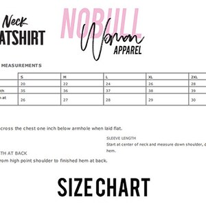 May include: Size chart for a crew neck sweatshirt with measurements in inches for chest, sleeve length, and body length at back. Sizes range from S to 2XL.