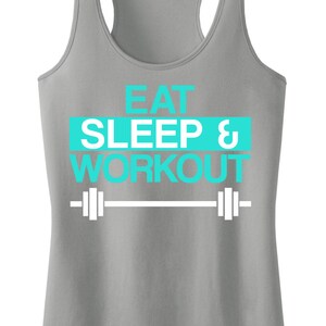 SALE Small Eat SLEEP & WORKOUT Tank Top, Workout Clothes, Motivational Workout Tank, Workout Shirt, Gym Tank, Gym Clothing, Workout Top image 1