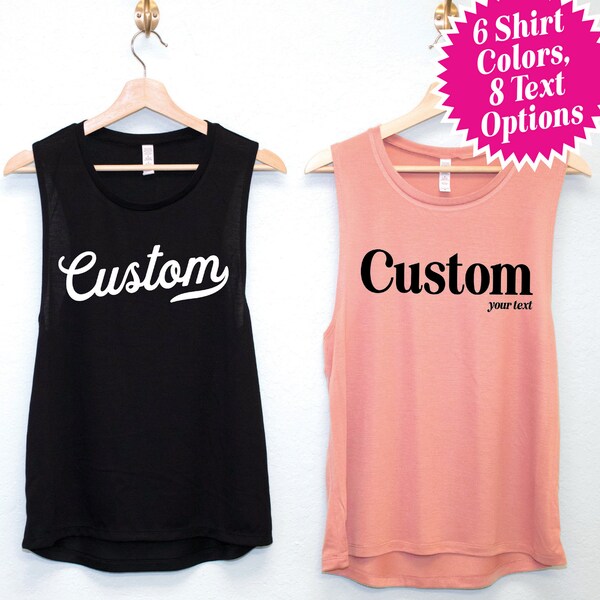 CUSTOM Muscle Tanks for Yoga, Pilates, Fitness & Small Businesses, Customized Muscle Tank Tops for Women, Womens Custom printed tank tops