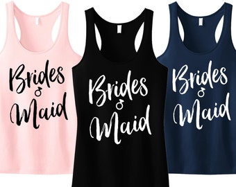 Bräute MAID Tank Top 1 Skript Farbdruck - wählen Sie Farbe, Brautjungfer Tank, Hochzeit-Tank-Top, Brautjungfer Hemden, Hochzeit Hemden, Hochzeiten