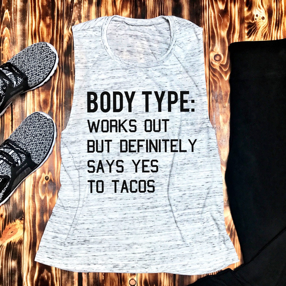 BODY TYPE Loves Tacos Workout Tank Top Marble Women's | Etsy