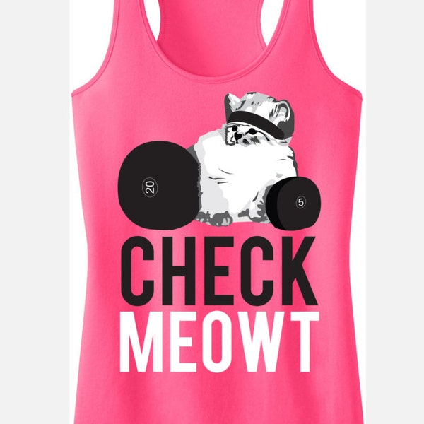 CHECK MEOWT Rosa Workout Tank Top, Trainingsbekleidung, Cat Training Tank, Workout Tank, Gym-Tank, Trainingsbekleidung, Cat, Cat-Tank-top