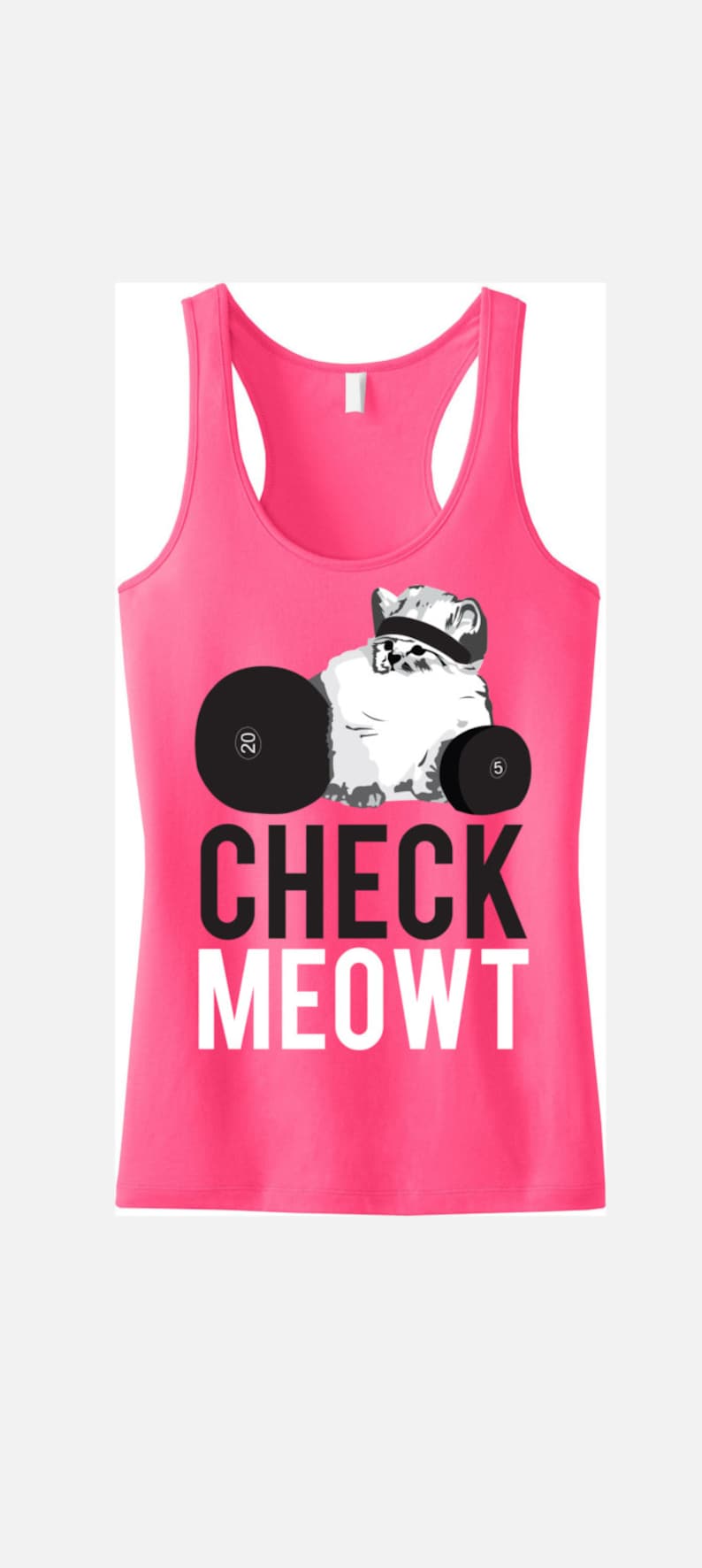 CHECK MEOWT Pink Workout Tank Top Workout Clothes Cat Etsy
