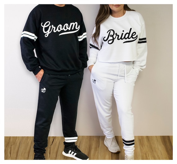 Bride Cropped Sweater and Groom Sweatshirts Joggers Bridal Gift Set Bride Sweatshirt Bride Sweatpants Honeymoon Outfit Bride Joggers Etsy