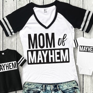 MOMMY & ME Mayhem Shirts for Mom and Kids, Mom Shirts, Baby Shirts, Mom and baby matching shirts, Toddler Shirts, baby boy, mom of mayhem