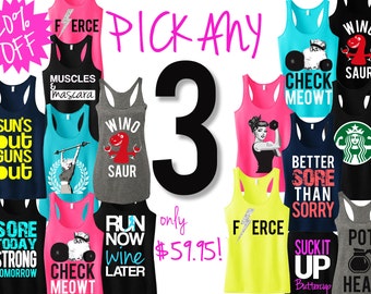 3 WORKOUT FITNESS TANK Tops 20% de descuento Bundle, Workout tank, Workout Shirt, Gym Tank, ropa de gimnasio, tanques de entrenamiento, camiseta de gimnasio