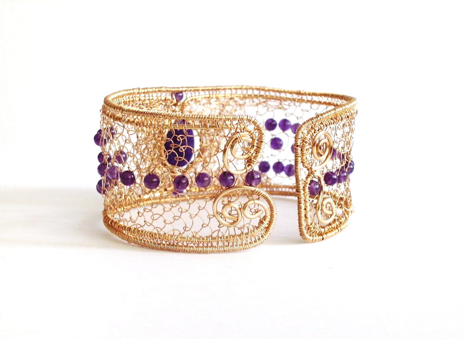 Diy Pdf Tutorial Wire Wrapping Jewelry Filigree Amethyst Bangle,casual ...