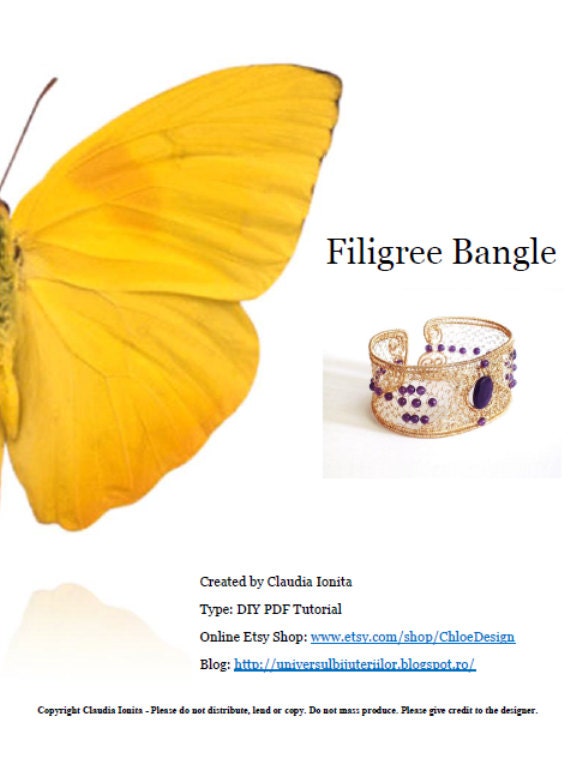 Diy Pdf Tutorial Wire Wrapping Jewelry Filigree Amethyst Bangle,casual ...