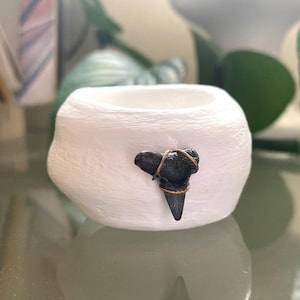 Handmade Miniature Clay Pot with Wire Wrapped Shark Tooth