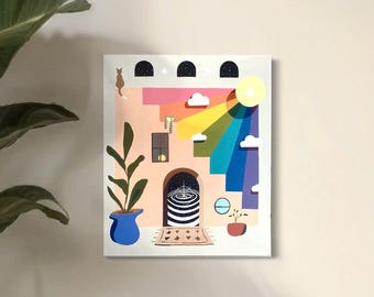 Surrealism Acrylic Painting, Colorful 20x24 Canvas Art