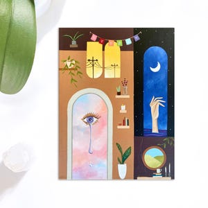 Surrealism Art Print: Dream Landscape with Portals (8.5 x 10 inch)