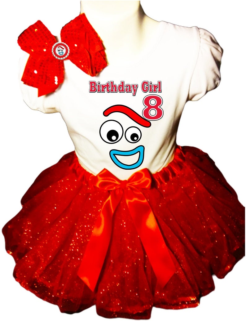 8th Eighth 8 Birthday Shirt Personalized 2 Pc Tutu Outfit Red Fast shipping Toy Story Forky Dress NAME
