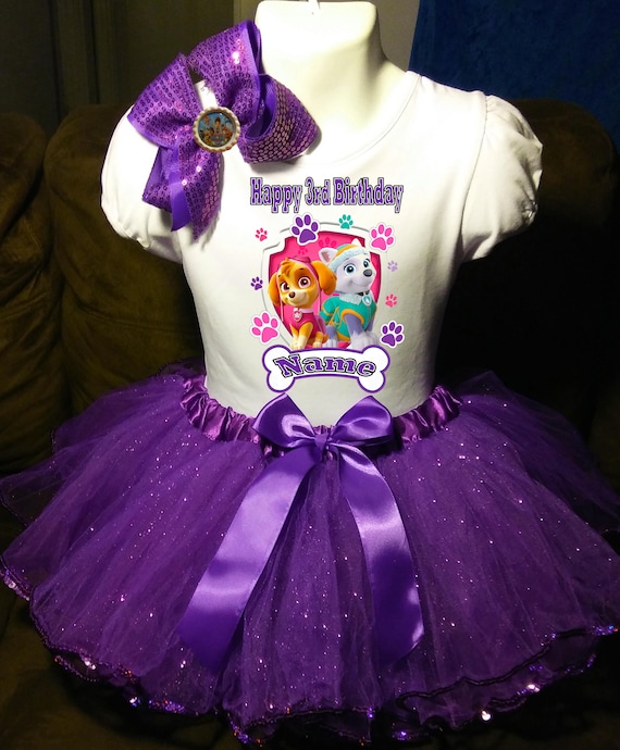 Paw Patrol ***With NAME***3rd Third Birthday Tutu Purple Dress Fast Shipping