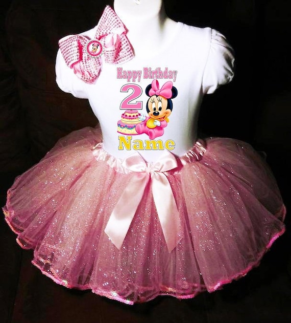MINNIE MOUSE **With NAME** 2nd second 2 Birthday pink Tutu dress Fast Shipping
