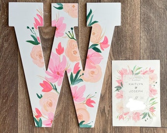Invitación de boda personalizada con monograma, regalo floral de aniversario