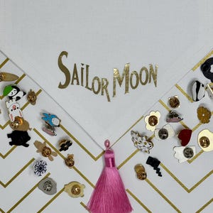 Magical Girl Logo Enamel Pin Display Banner | Pin Wall Hanging | Pin Collection Display | Pin Button Pennant | Home Office Dorm Decor