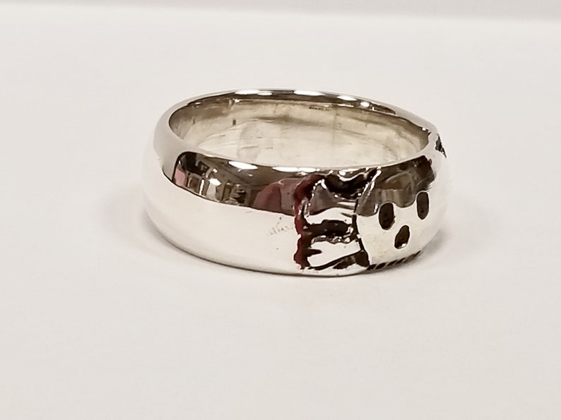 Sterling Silver Ring with Enameled Skull and Cross Bones