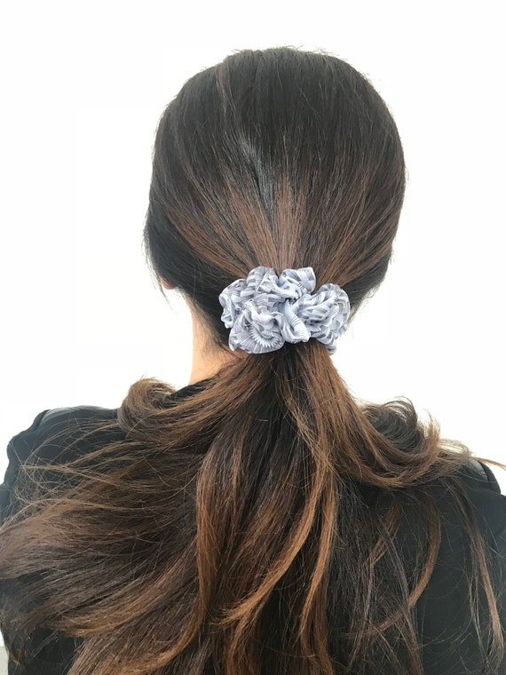 Grey Silk Hair Scrunchy Women Ponytail Holder Hair Bun Etsy