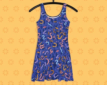 Vestido de patinador de estampado completo de Squiggly Snakes