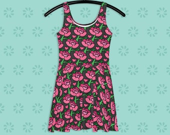 Roses - Vestido de patinador con estampado completo