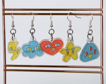Mix n' Match Holographic Earrings (Each earring sold separately) Star Heart Cloud Triangle Lightning Bolt