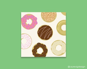 Donut Pattern Illustrated Cute Print 8"x8"