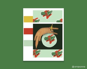 Fox Party Digital Mixed Media Art Print, Arte Animal Juguetón