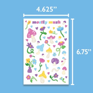 Mostly Mush: Cute, Aesthetic Sticker Sheet for Scrapbooking, Collectible, BUJO, Planner, Journal, Water Bottle, Laptop