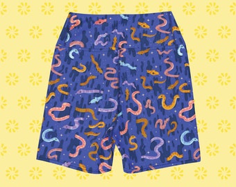 Squiggly Snakes - Pattern All Over Print Yoga Shorts