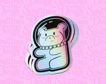 Cute Gummy Bear in Space Holographic Sticker, Imposter Ejected, Galaxy Vinyl Decal for Tumblers, Laptops, Skateboards