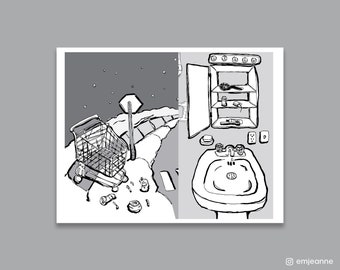 Snowy Duluth estilizado ilustrado impresión de arte digital