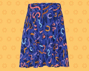 Patrón de serpientes onduladas - Falda de patinador con estampado completo