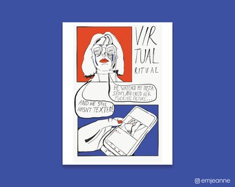 Ritual virtual a la izquierda en la lectura en línea problemas Digital Illustration Art Print