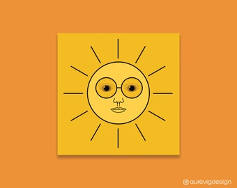 Simple Sun Septum Piercing Illustration Art Print 8"x8", Minimalist, Quirky