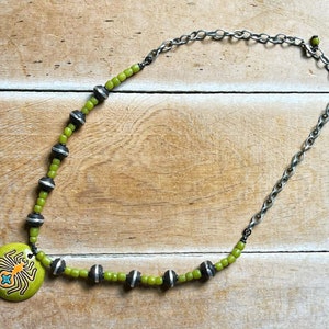 Little Miss Spider necklace - Colorful Artisan, green, Halloween, spooky