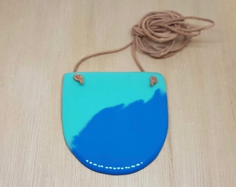 Free shipping within Australia! Handmade green and blue resin pendant necklace