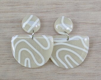 Free shipping within Australia! Handmade polymer clay dangle earrings in translucent and white with a resin finish