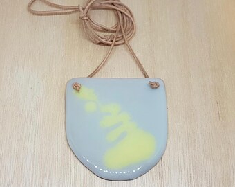 Free shipping within Australia! Handmade grey and yellow resin pendant necklace