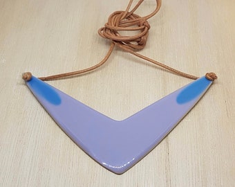 Free shipping within Australia! Handmade mauve and blue resin pendant necklace