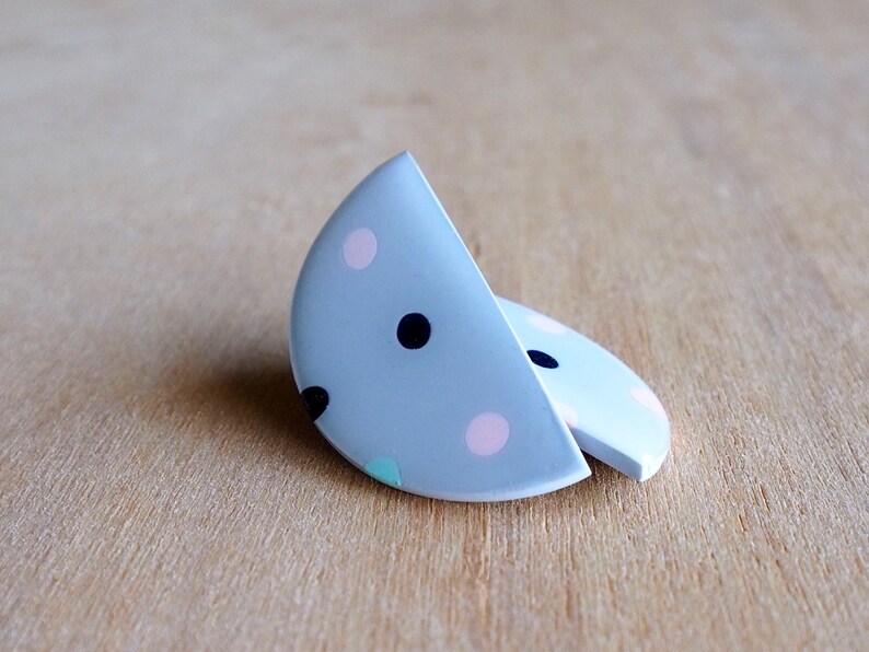Handmade polymer clay earrings resin polka dot earrings