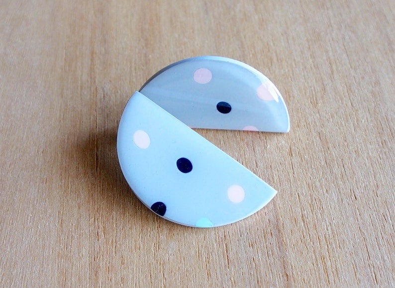 Handmade polymer clay earrings resin polka dot earrings