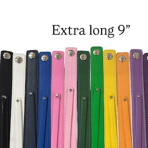 Set of 12 x  EXTRA LONG 9 inches Faux Leather Wrist Slide Snap Bracelet / Bangle Style / DIY Fits 8mm Letters and Charms