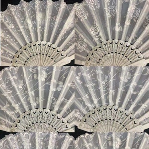 Set of 6/12/50/75/100 White Summer Glitter Folding Fan w/ Gift Bag for Wedding gift guest /Religious party favor/bulk wholesale fans