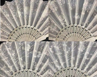 Set of 6/12/50/75/100 White Summer Glitter Folding Fan w/ Gift Bag for Wedding gift guest /Religious party favor/bulk wholesale fans