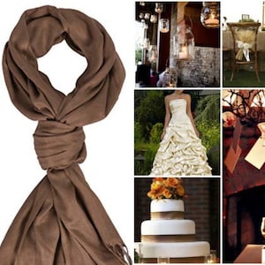 Dark Brown coffee mocha Pashmina Scarf Shawl / / Personalized Initial Shawl / Bridesmaid Shawl / Wedding Favor / Spring Summer Wedding