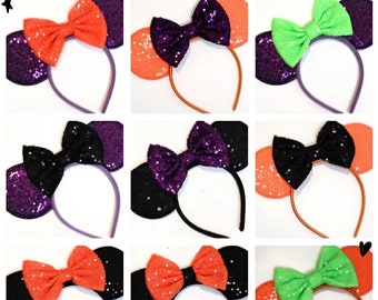 Halloween Mickey Minnie Mouse Sequin Ears Orange Black Purple Mouse Sequin Halloween Ears Orange mouse Ears / Not so Scary Mouse Ears