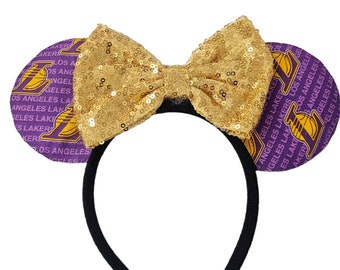 Lakers inspired Minnie Mouse Ears, purple Disney Ears, Basketball Ears, LA Minnie Mouse Ears, Los Angeles Mouse Ears, Mickey Mouse Ears