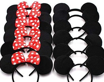 Set of 12 Mickey Minnie Ears / Mickey Minnie Headband / Disney Party / Theme Party / Disney Ears Headband