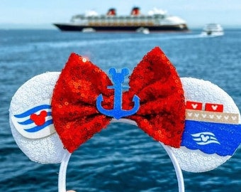 Cruise Minnie Ears, Boat Mickey Ears, Line Mouse Ears Headband, Magical Kingdom Ears, Nautical Mouse Ears, Cruise Mouse Ears