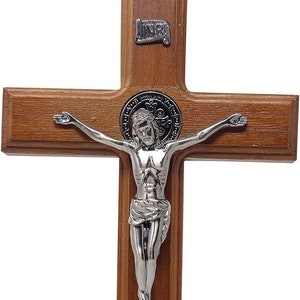 Crucifix Wall CrossSaint Benedict Metal Wall ArtCross Give Blessing Crucifix Gift for wall living room display choice 8x12x16 image 1